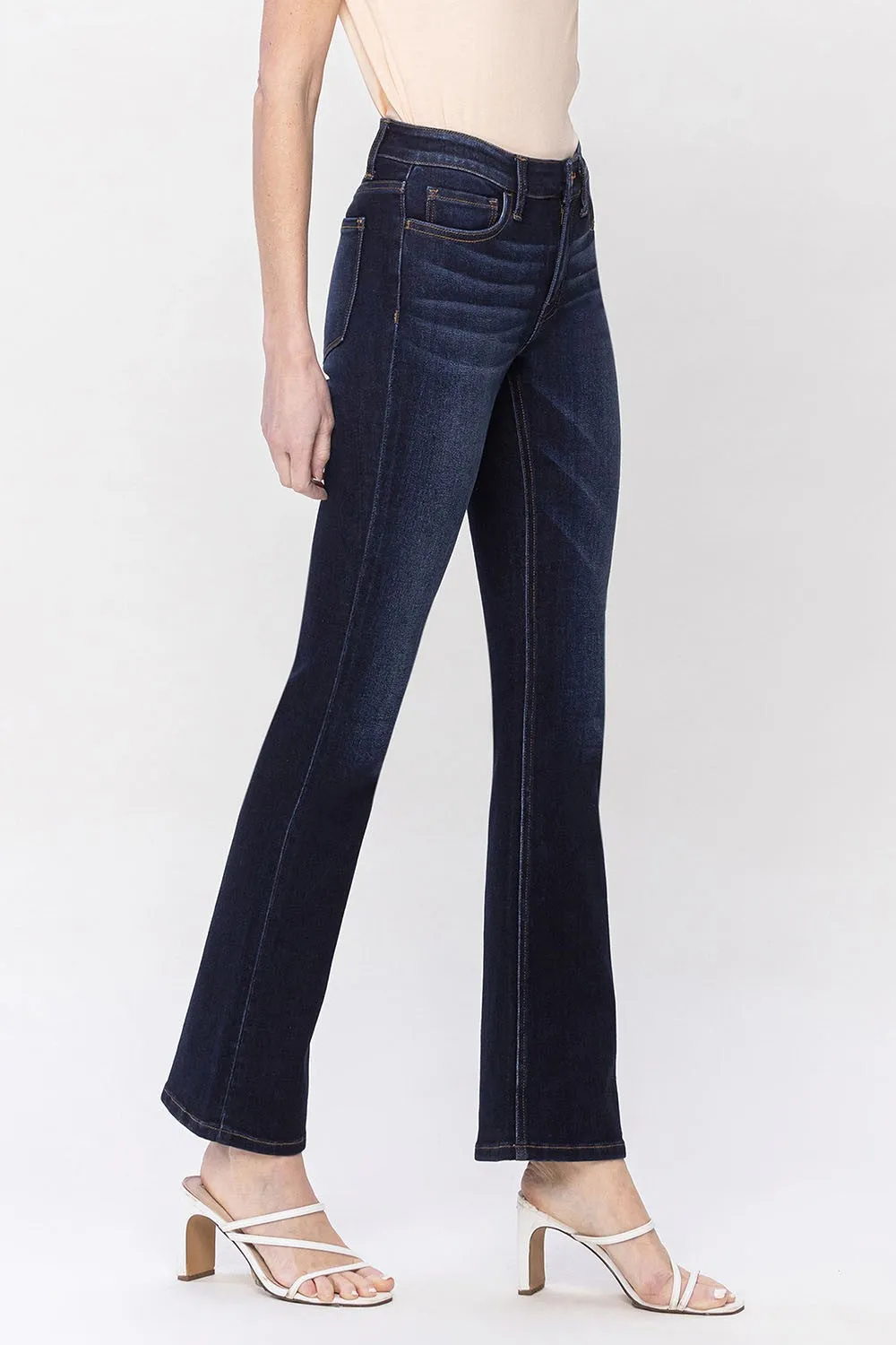 VERVET by Flying Monkey HIGH RISE RHINESTONE DETAIL SLIM WIDE JEANS Aileeah