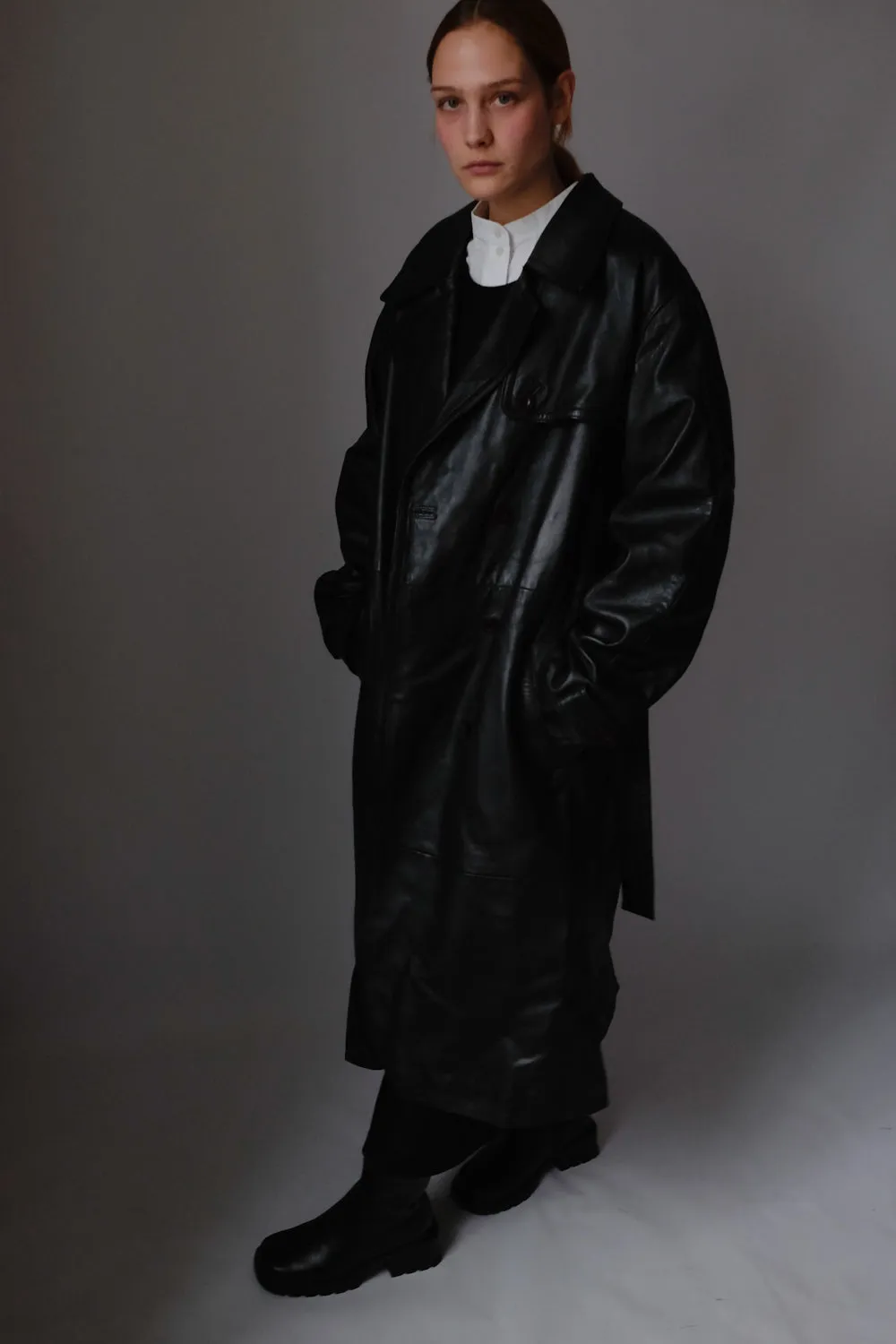 VINTAGE 1980 WARM BLACK LEATHER COAT