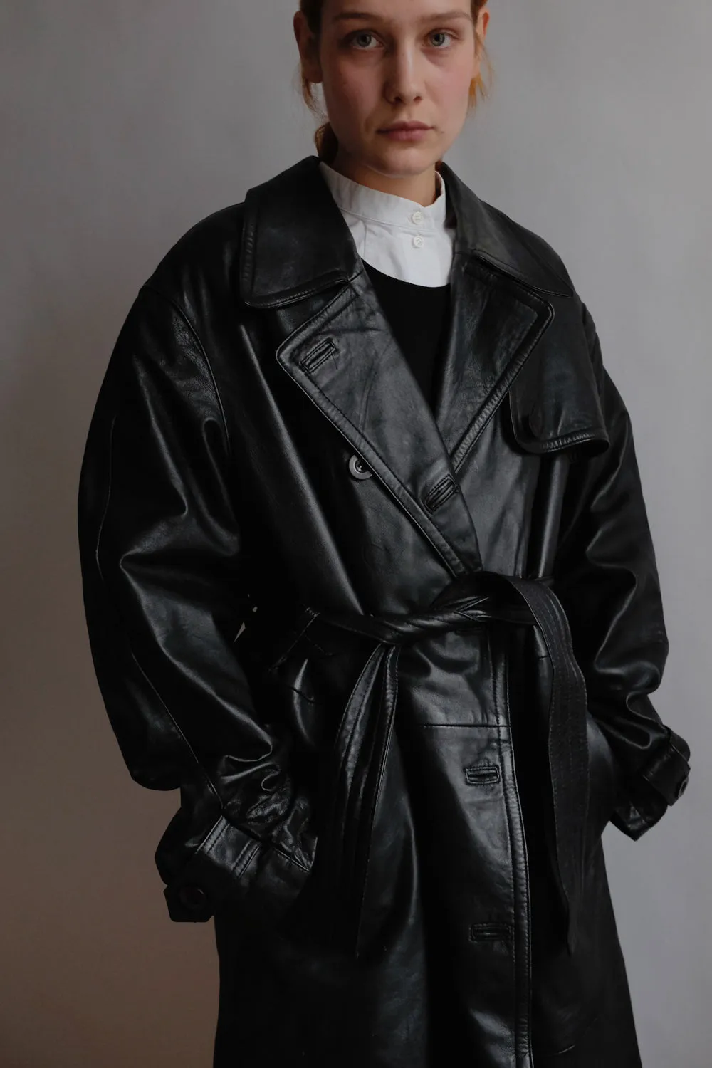 VINTAGE 1980 WARM BLACK LEATHER COAT