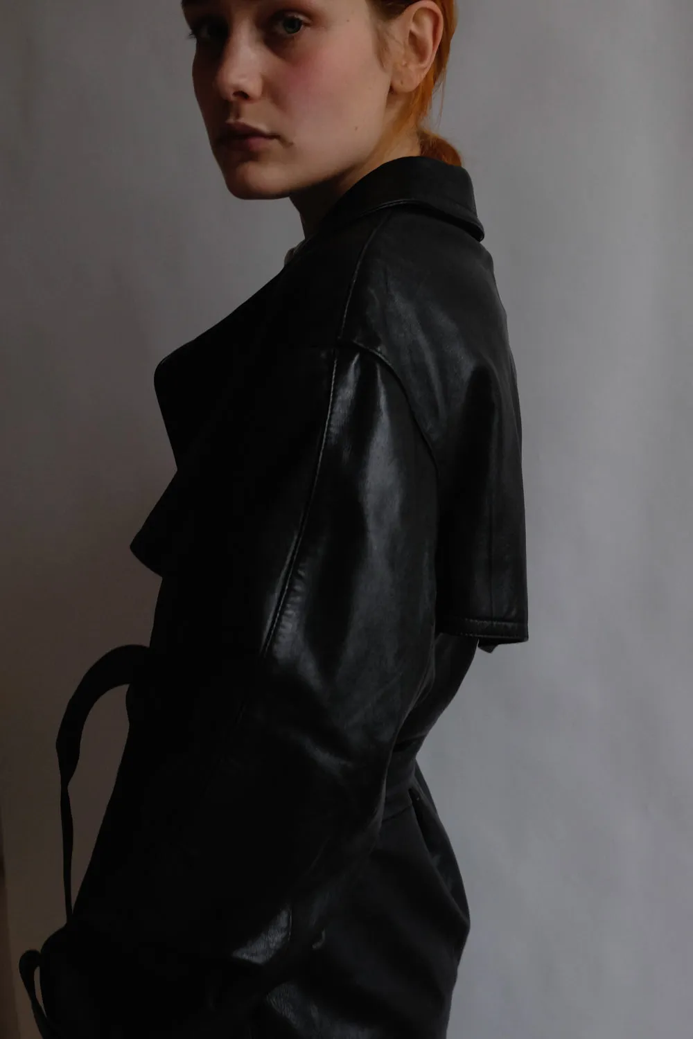 VINTAGE 1980 WARM BLACK LEATHER COAT