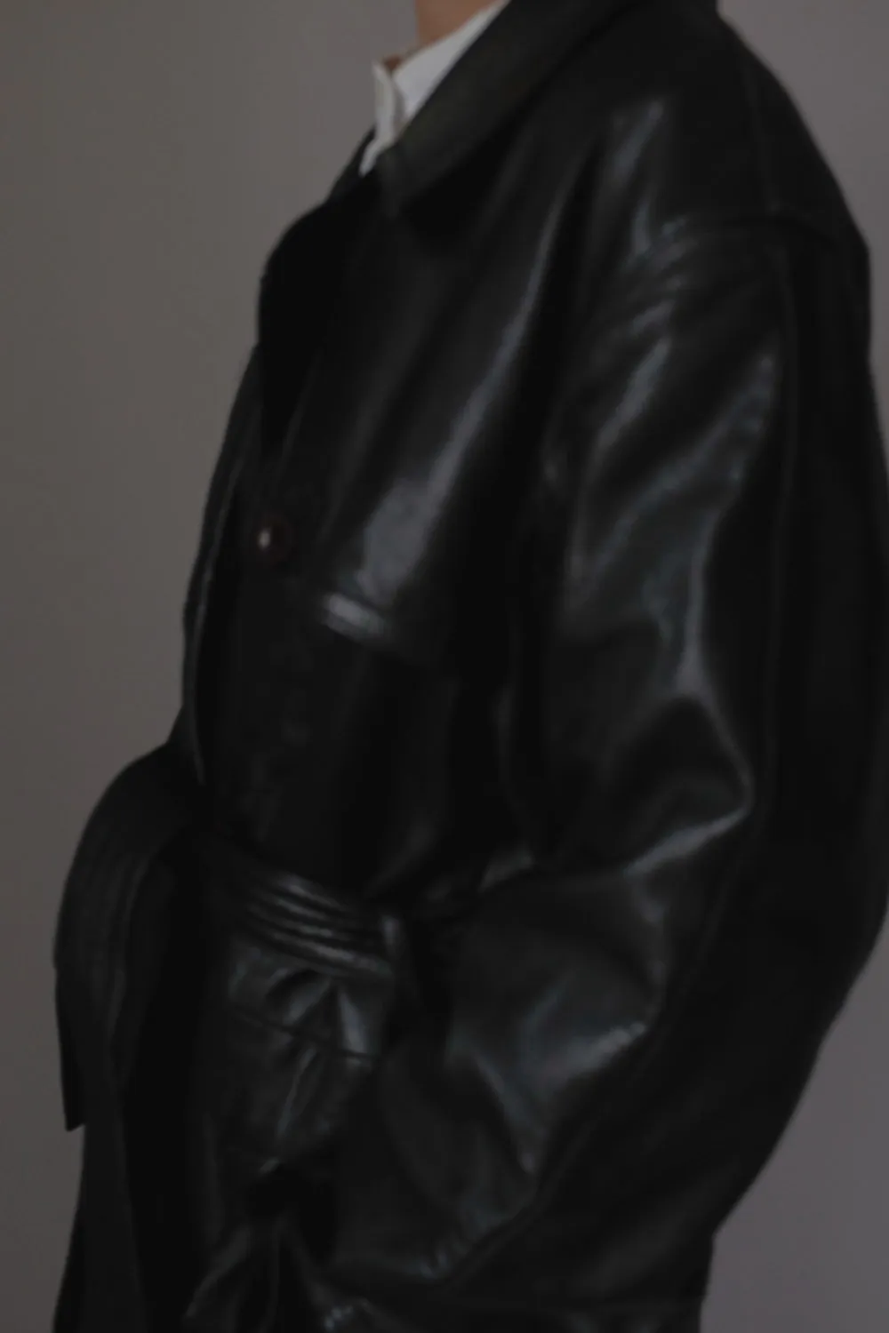 VINTAGE 1980 WARM BLACK LEATHER COAT