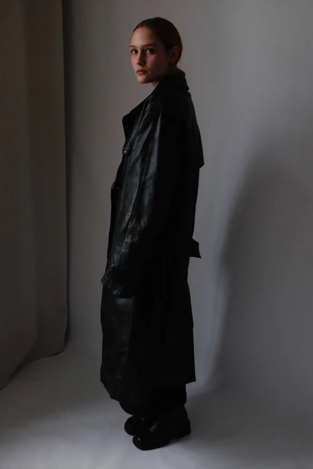 VINTAGE 1980 WARM BLACK LEATHER COAT