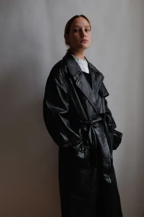 VINTAGE 1980 WARM BLACK LEATHER COAT