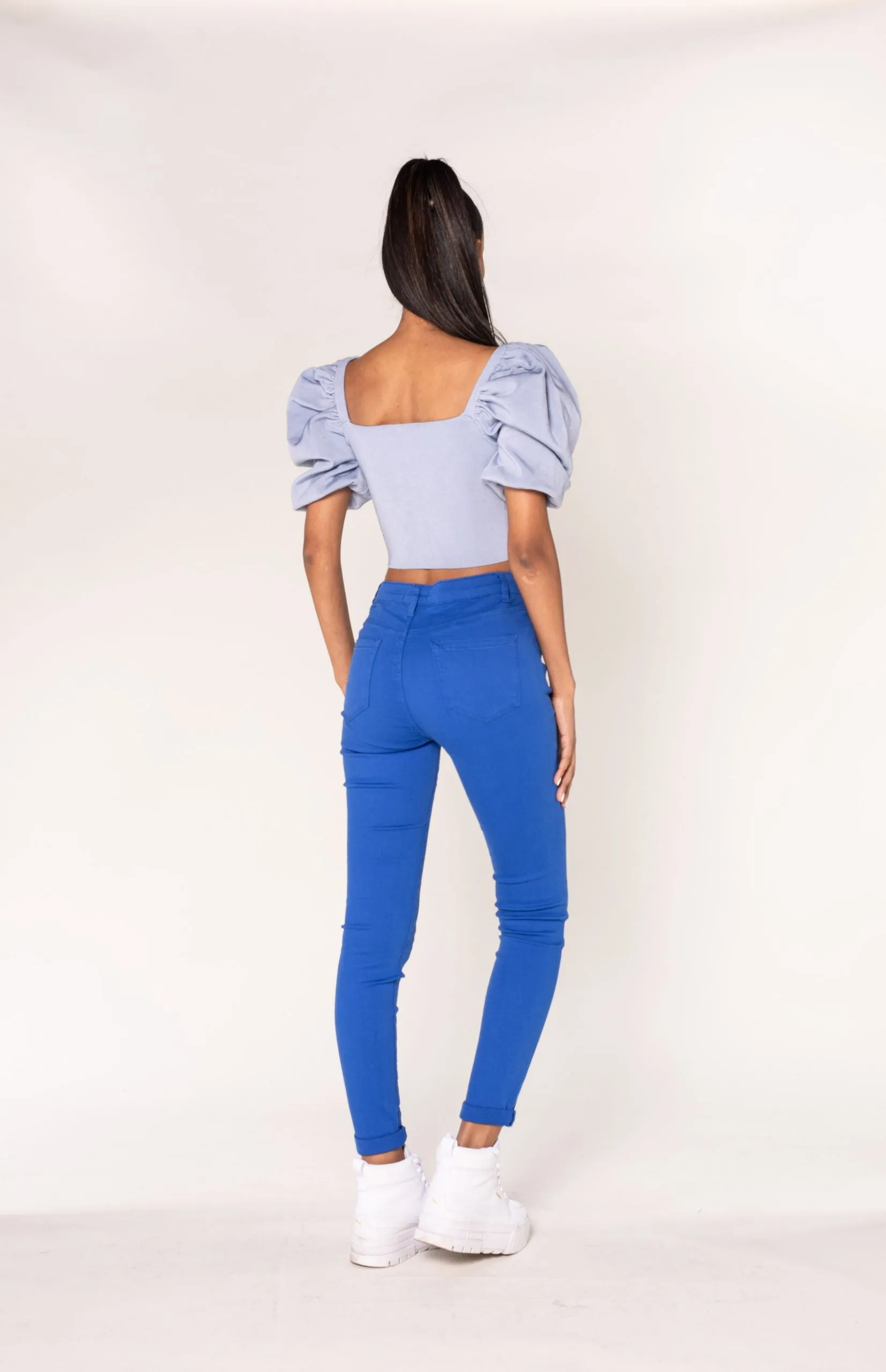 Wholesale Royal Blue High Waist Classic Jeans