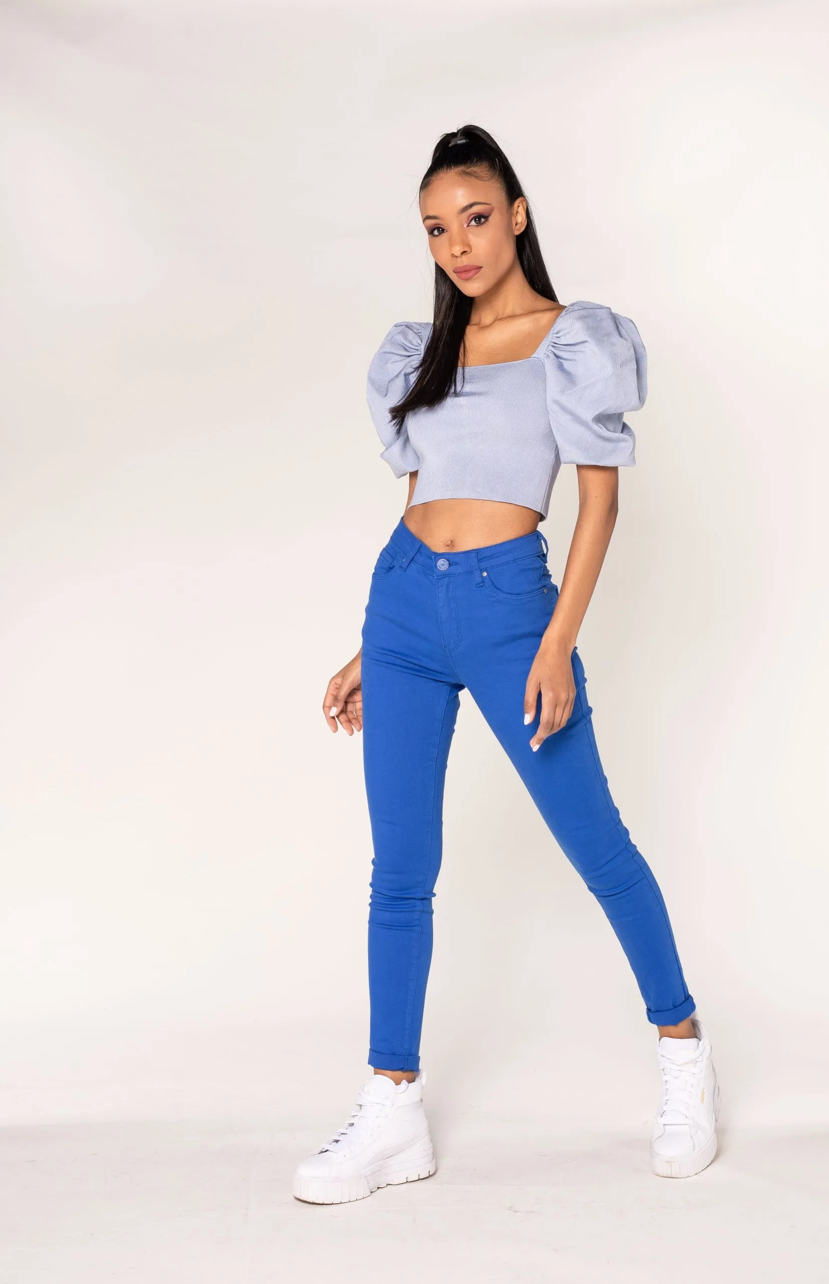 Wholesale Royal Blue High Waist Classic Jeans