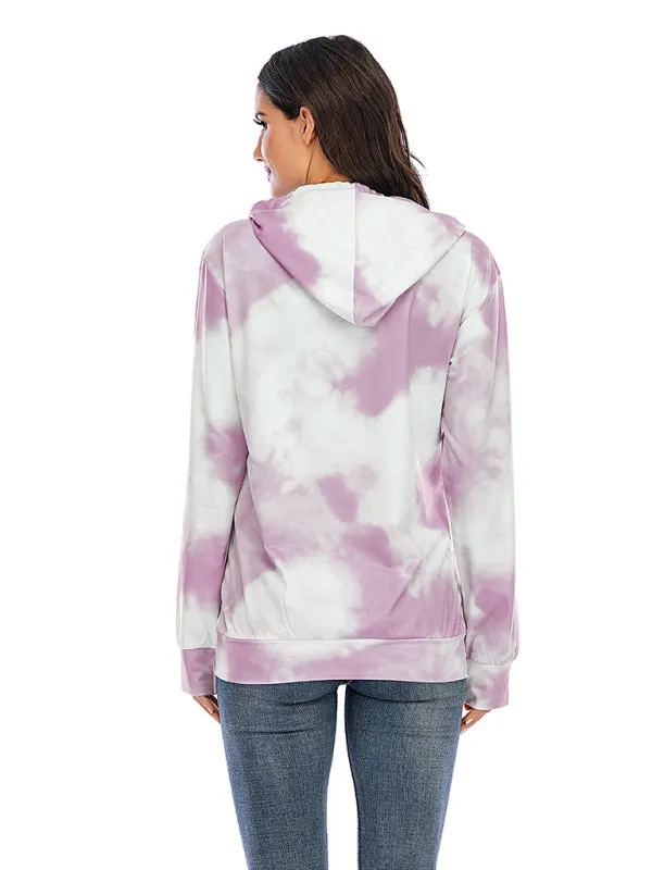 Women's Tie Dye Breastfeeding Loose Maternity Hoodies