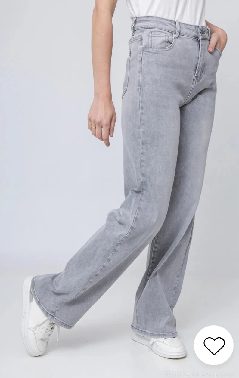 Zoe Wide Leg Jeans Soft Grey